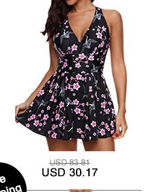 Floral Print Strappy Back Swimdress and Shorts