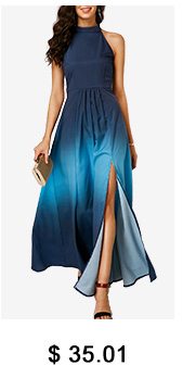 Round Neck Sleeveless Front Slit Maxi Dress