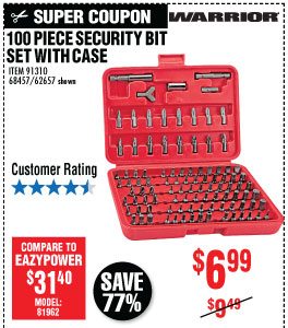 View 100 Pc Security Bit Set with Case