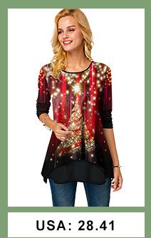 Christmas Print Long Sleeve Round Neck T Shirt