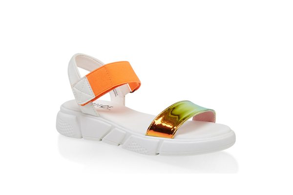 One Band Sporty Velcro Ankle Strap Sandals