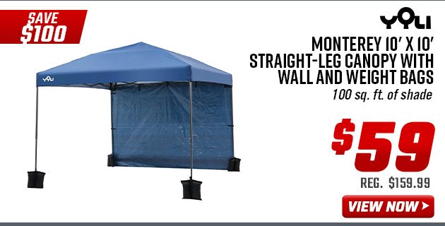 Yoli Monterey 10' x 10' Straight-Leg Canopy with Wall and Weight Bags