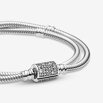 Pandora Moments Double Wrap Barrel Clasp Snake Chain Bracelet