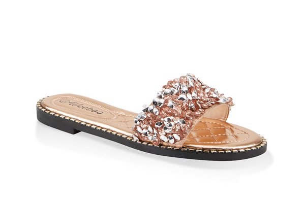 Metallic Detail Slide Sandals