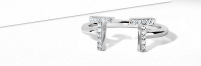 1/20 - 1/8 ct tw Diamond Couple's Initials Open Ring