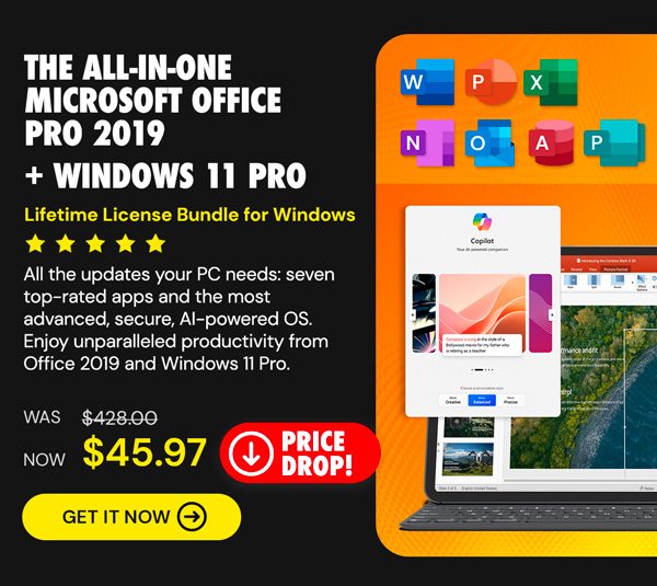 The All-in-One Microsoft Office Pro 2019 for Windows: Lifetime License + Windows 11 Pro Bundle