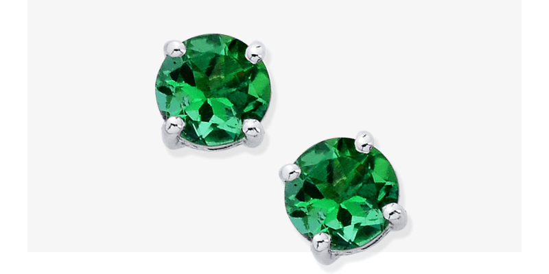 Lab-Created Emerald Stud Earrings 14K White Gold