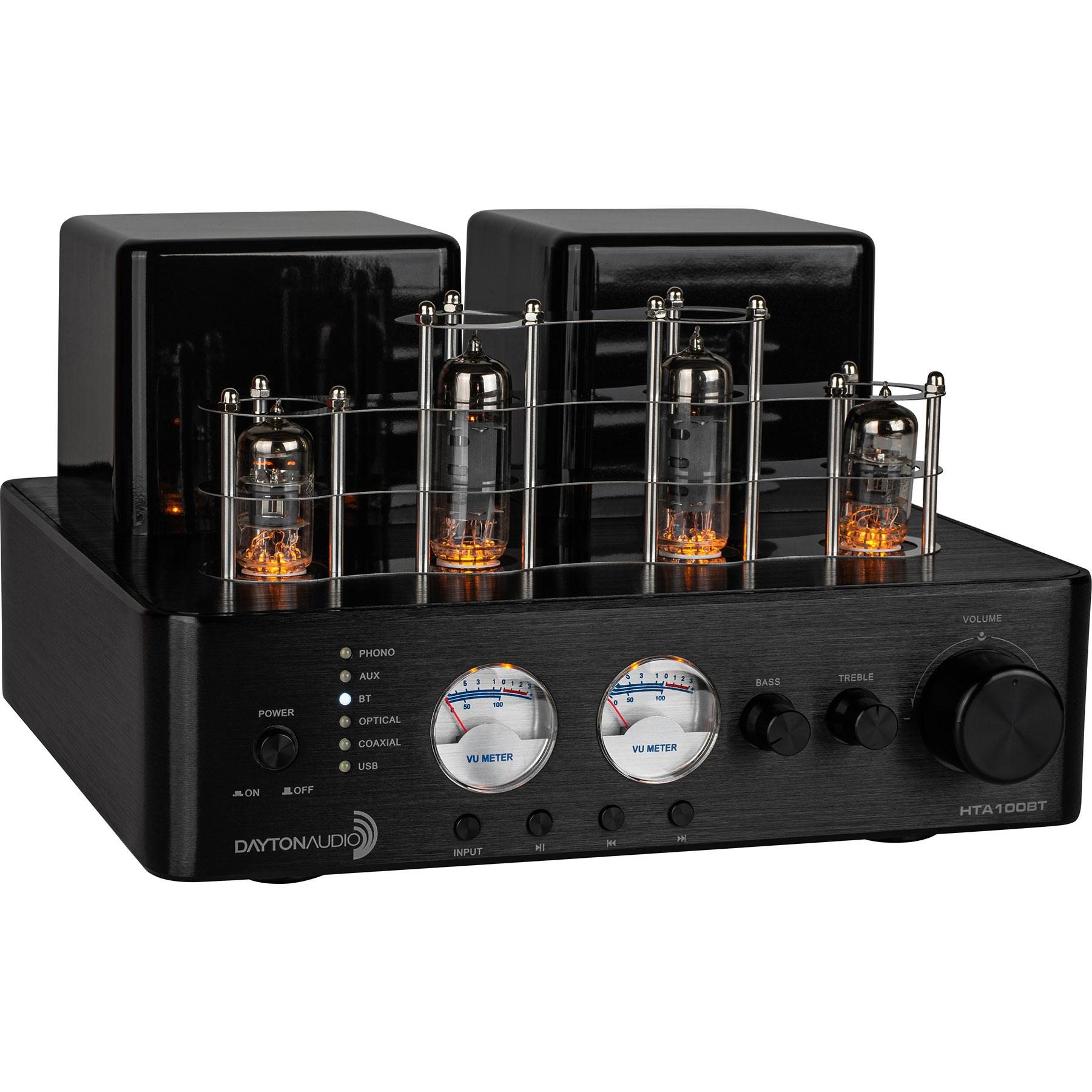 Image of Dayton Audio HTA100BT Hybrid Stereo Tube Amplifier with Bluetooth USB Aux Phono In Sub Out 100W