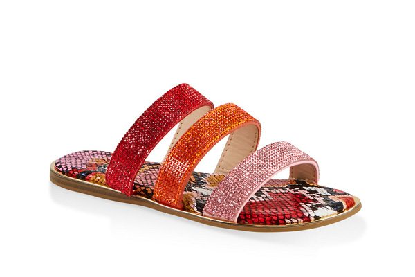 Rhinestone Three Band Slide Sandals