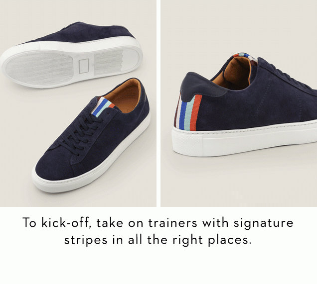 Leather Trainers - Navy Suede