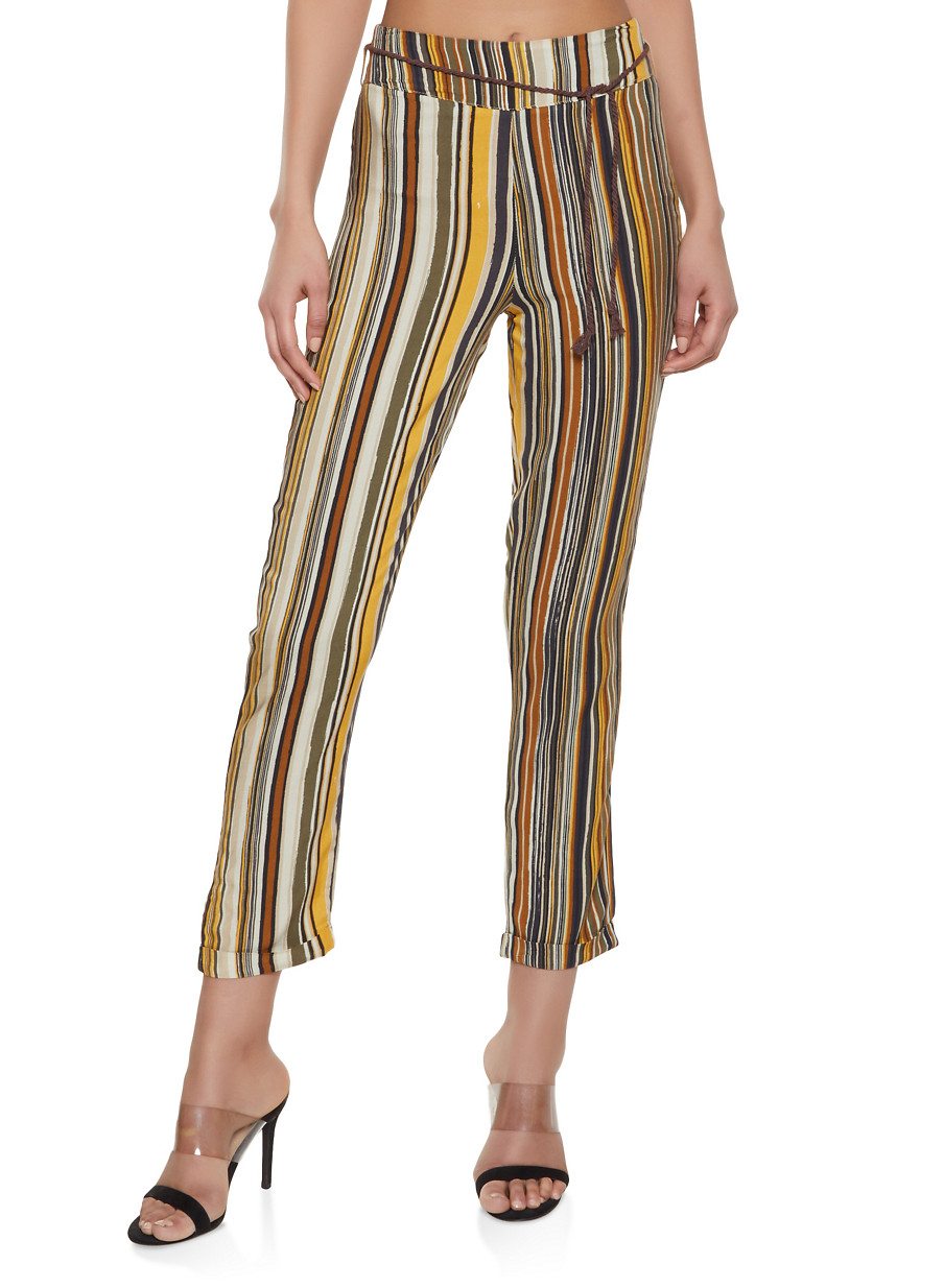 Multi Striped Pull On Pants