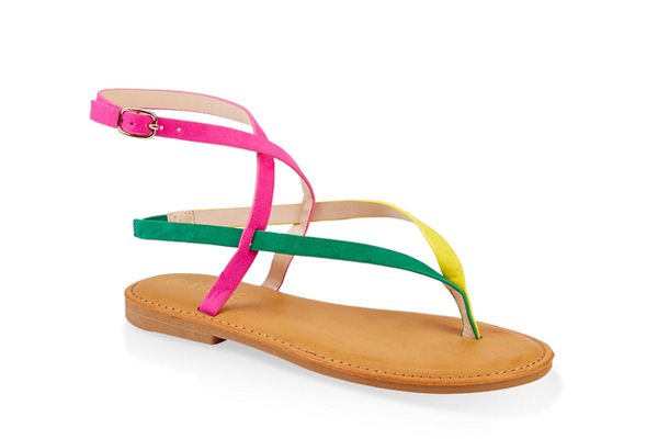 Cross Ankle Strap Slingback Thong Sandals