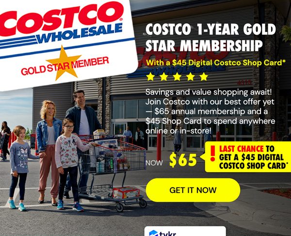 Costco 1-Year Gold Star Membership + $45 Digital Costco Shop Card