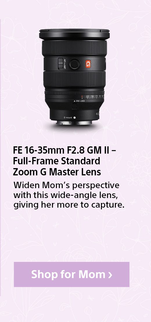 FE 16-35mm F2.8 GM II – Full-Frame Standard Zoom G Master Lens | Widen Mom’s perspective with this wide-angle lens, giving her more to capture.