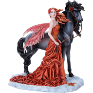 Red Fairy with Black Horse Statue