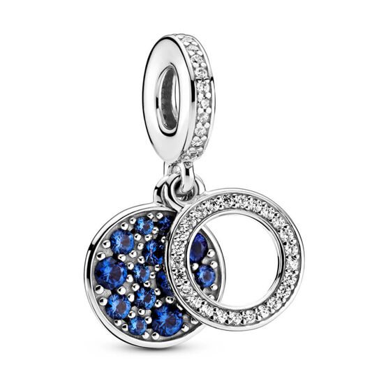 Pandora Sparkling Blue Disc Crystal & CZ Double Dangle Charm