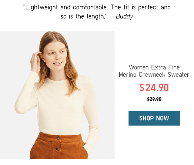 WOMEN EXTRA FINE MERINO CREWNECK SWEATER $24.90 - SHOP NOW