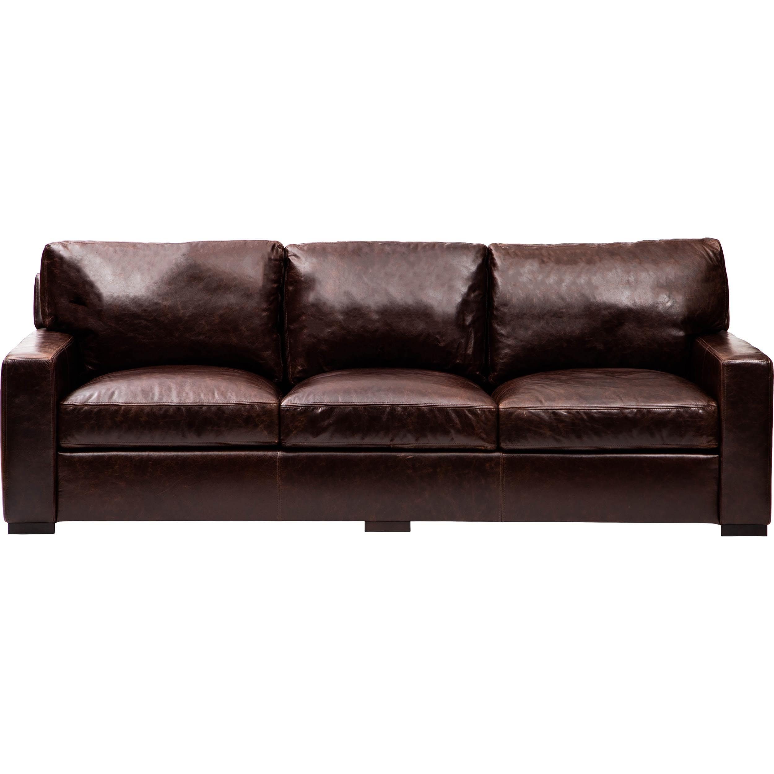 Image of Greer Leather Sofa, Oil Buffalo Chocolate
