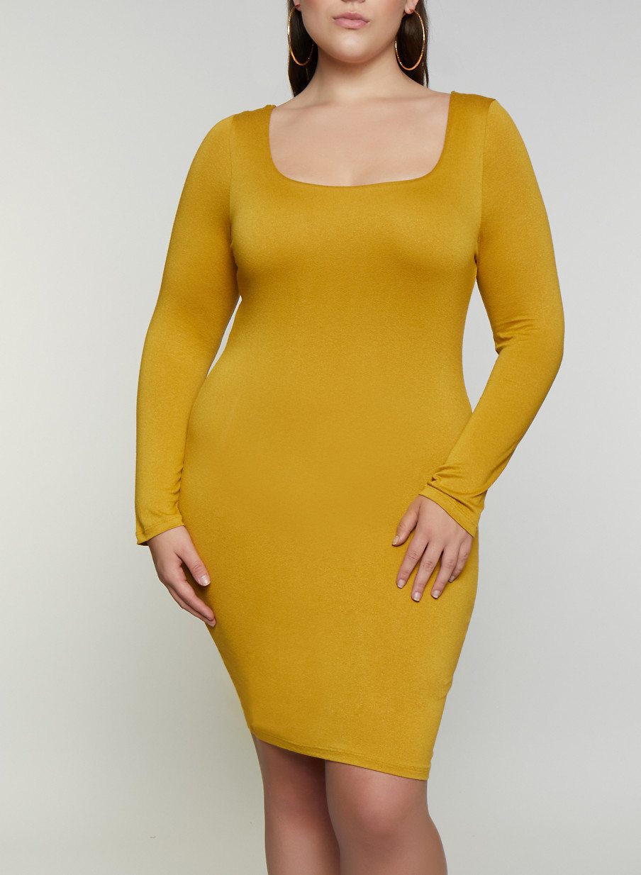 Plus Size Square Neck Bodycon Dress