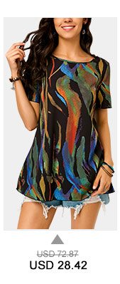 Round Neck Printed Short Sleeve T Shirt