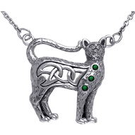 Celtic Cat Necklace with Knotwork