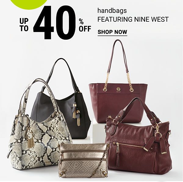 Up to 40% off handbags featuring Nine West. Shop Now.