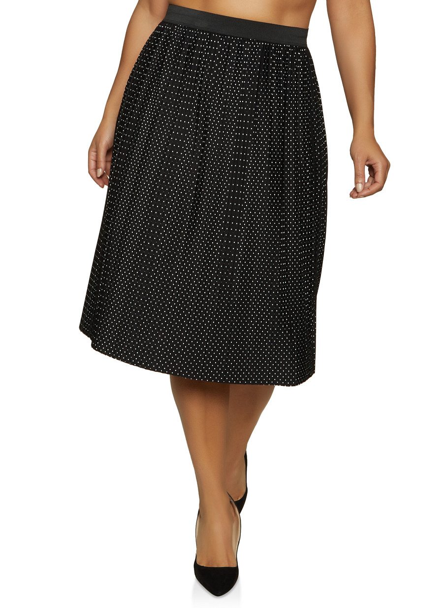 Plus Size Geometric Pleated Skirt