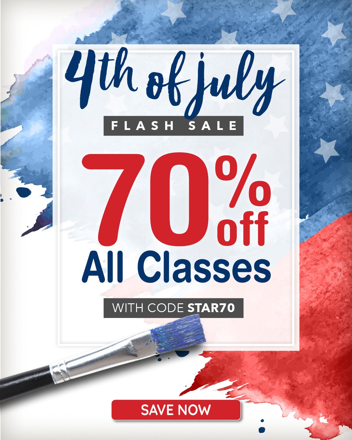 4th of July Flash Sale 70% Off All Classes With code: STAR70 [SAVE NOW]