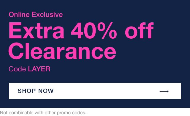 EXTRA 40% OFF CLEARANCE