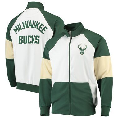Milwaukee Bucks G-III Sports by Carl Banks Warm Up Colorblock Raglan Full-Zip Track Jacket - Hunter Green/White