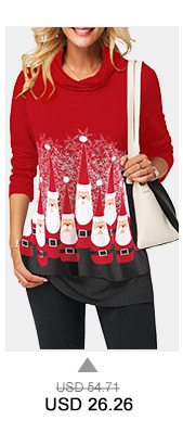 Santa Claus Print Long Sleeve Red T Shirt