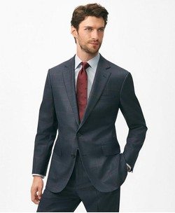 Brooks Brothers Explorer Collection Classic Fit Wool Checked Suit Jacket