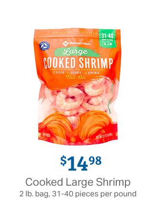 Cooked Large Shrimp 2 lb. bag, 31-40 pieces per pound