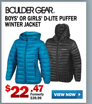 BOULDER GEAR BOYS' OR GIRLS' D-LITE PUFFER WINTER JACKET