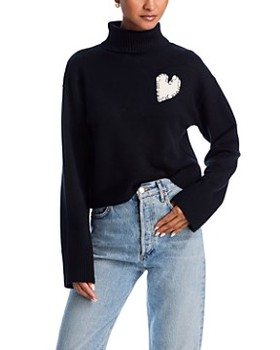 Cropped Turtleneck Heart Patch Sweater - Exclusive 