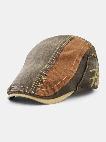 Collrown Men Patchwork Letter Embroidery Flat Cap