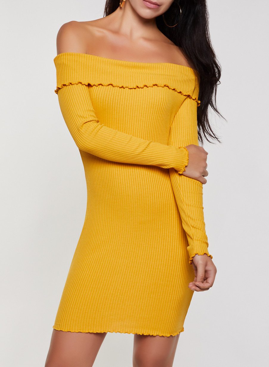 Fold Over Off the Shoulder Dress