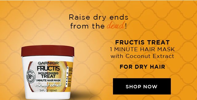 Raise dry ends from the dead! - FRUCTIS TREAT - 1 MINUTE HAIR MASK with Coconut Extract - FOR DRY HAIR - SHOP NOW