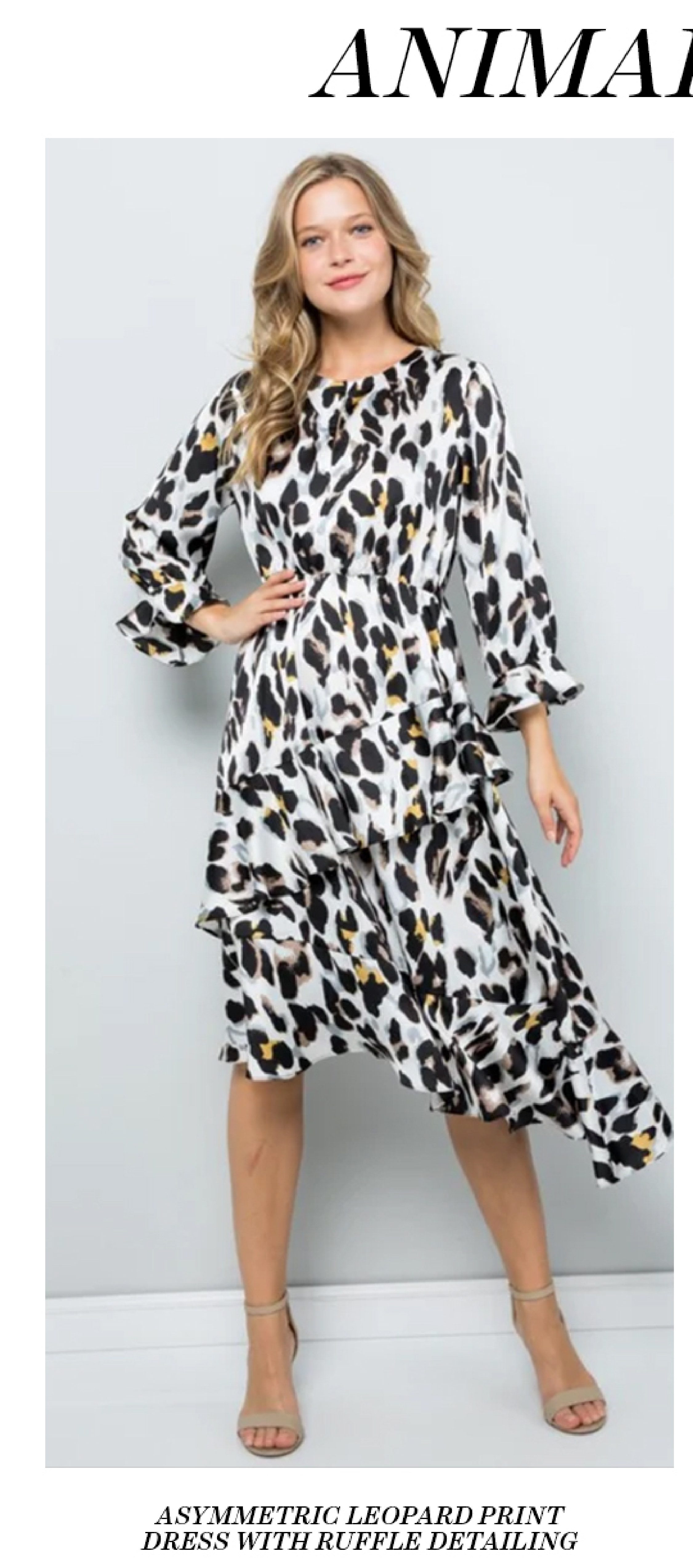 Asymmetric Leopard Print Dress With Ruffle Detailing