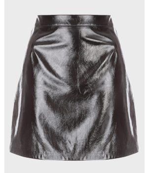 Womens Black Vinyl Mini Skirt