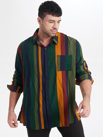 Plus Size Colorful Stripe Shirts
