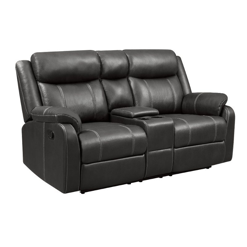 Valor Carbon Gray Reclining Loveseat - Domino