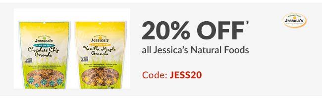 20% off* all Jessica's Natural Foods