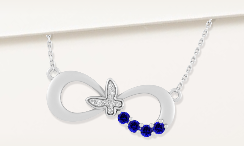 Color Stone Butterfly Infinity Necklace 