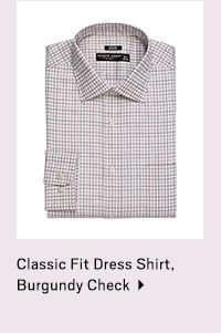 Classic Fit Dress Shirt, Burgundy Check