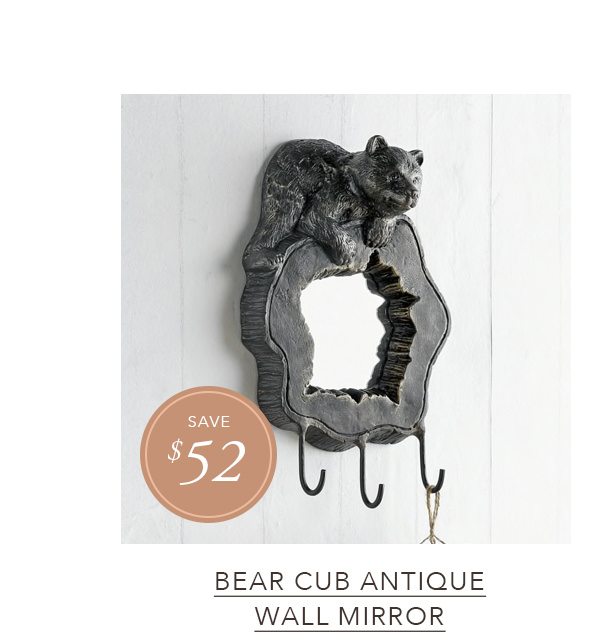 Bear Cub Antique Aluminum Bronze Wall Mirror | SHOP NOW