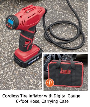 Cordless Tire Inflator with Digital Gauge, 6-foot Hose, Carrying Case