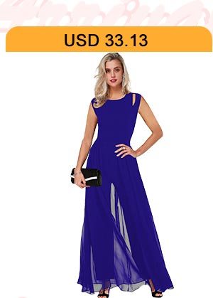 Round Neck High Waist Royal Blue Jumpsuit 