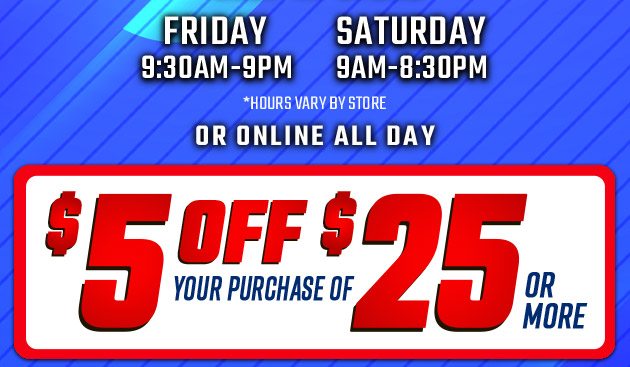 $5 off $25. Exclusions apply. Use code E241004