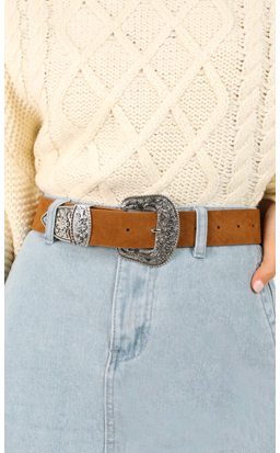 All You Need Is Love Belt In Tan And Silver